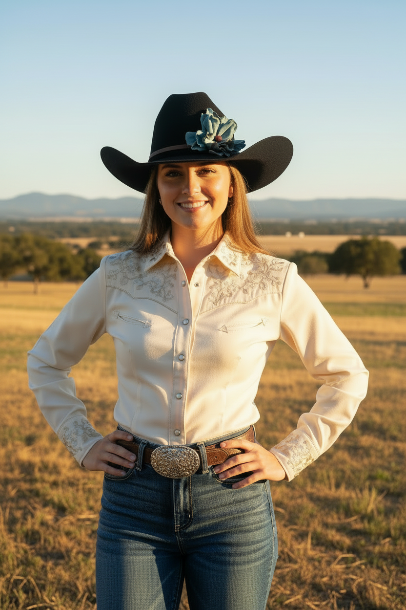 Amber | Turquoise Leather Flower w/ Red Agate Stone | Cowgirl Hat Band